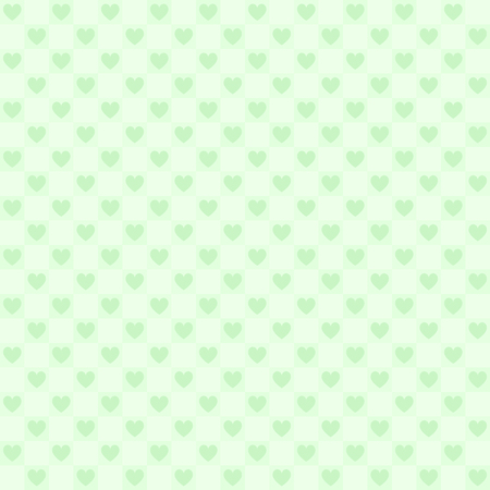 Green checkered pattern with hearts.のイラスト素材