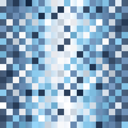 Checkered pattern. Seamless vector background - blue, gray and white squares on gradient backdropのイラスト素材