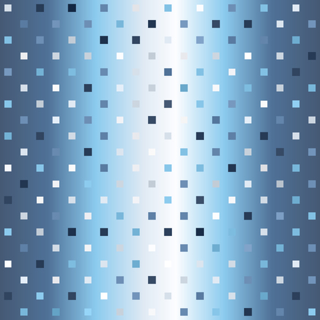 Square pattern. Seamless vector background - blue, gray and white squares of different size on gradient backdropのイラスト素材