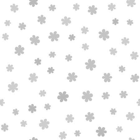 Flower pattern. Seamless vector background - gray flowers on white backdropのイラスト素材