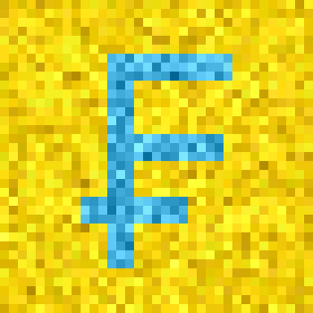 Pixel vector quadratic grid illustration of Franc sign