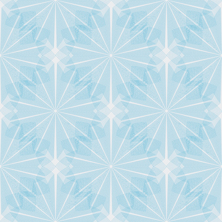 Blue flower pattern. Seamless vector background - blue ornate flowers made of diamonds on light cyan backdropのイラスト素材