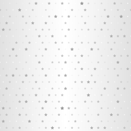 Star pattern. Seamless vector background - gray, silver and white stars of different size on glowing backdropのイラスト素材