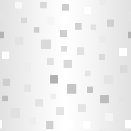 Glowing random square pattern. Seamless vector background - gray, silver and white squares on gradient backdropのイラスト素材
