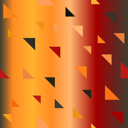 Glowing triangle pattern. Seamless vector background - red, peach, black, orange, pumpkin right triangles on gradient backdropのイラスト素材
