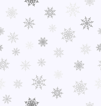 Gray snowflake pattern. Seamless vector background - gray snowflakes on white backdropのイラスト素材