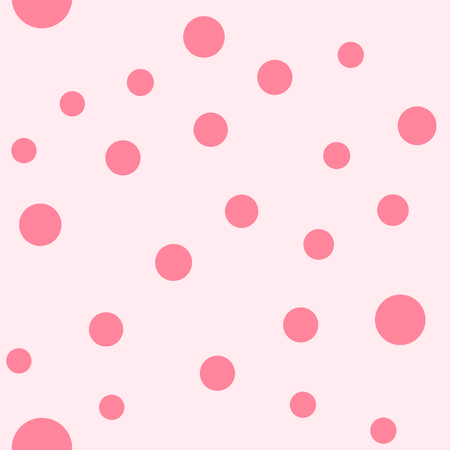 Polka dot pattern. Seamless vector background - rose circles on pink backdropのイラスト素材