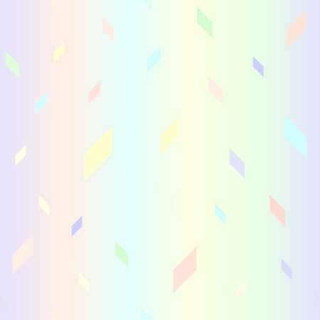 Gradient polygon pattern. Seamless vector background - violet, rose, cyan, yellow, green parallelograms on glowing backdropのイラスト素材