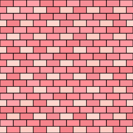 Brick wall pattern. Seamless vector background - rose and peach bricks on black backdropのイラスト素材