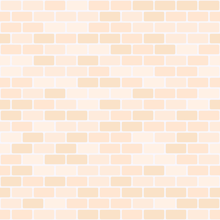 Peach brick wall pattern. Seamless vector background - orange rounded rectangular bricks on light beige backdropのイラスト素材