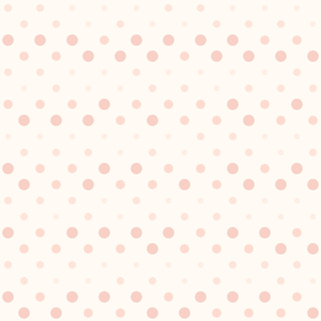 Rose polka dot pattern. Seamless vector background - red dots of different size on light pink backdropのイラスト素材