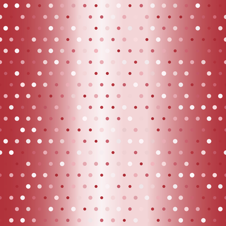 Glowing polka dot pattern. Seamless vector background - red, rose and pink dots of different size on gradient backdropのイラスト素材