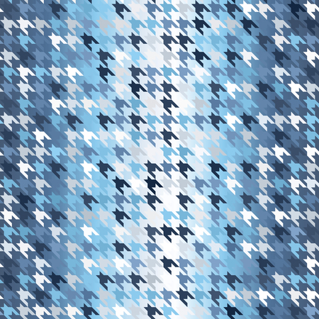 Glowing houndstooth pattern. Seamless vector background - blue, gray and white shapes on gradient backdropのイラスト素材