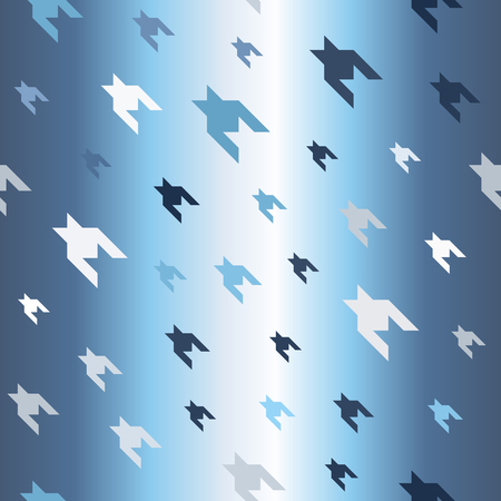 Glossy houndstooth pattern. Seamless vector background - blue, gray and white shapes on gradient backdropのイラスト素材