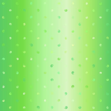 Gradient spiral pattern. Seamless vector background - green vortexes of different size on glowing backdropのイラスト素材