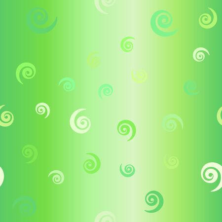 Glossy spiral pattern. Seamless vector background - green vortexes on gradient backdropのイラスト素材