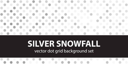 Polka dot pattern set Silver Snowfall. Vector seamless geometric dot backgrounds - gray, silver and white circles on white backdropsのイラスト素材
