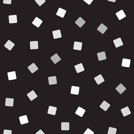 Rounded square pattern. Seamless vector background - gray, silver and white squares on black backdropのイラスト素材