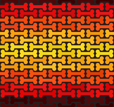 Striped bone pattern. Seamless vector background - maroon, red, orange, gold, yellow bones on black backdropのイラスト素材