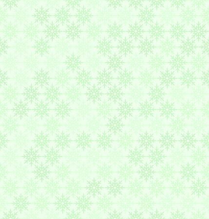 Snowflake pattern. Seamless vector winter background with green snowflakes on light green backdropのイラスト素材