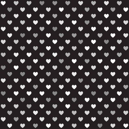 Heart pattern. Seamless vector background - gray hearts on black backdropのイラスト素材