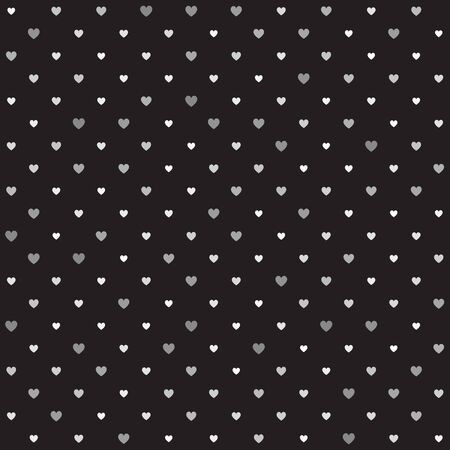 Heart pattern. Seamless vector background - gray hearts of different size on black backdropのイラスト素材
