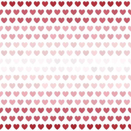 Striped heart pattern. Seamless vector background - red, rose and pink hearts on white backdropのイラスト素材