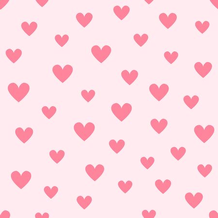 Heart background. Seamless vector pattern - red hearts on pink backdropのイラスト素材
