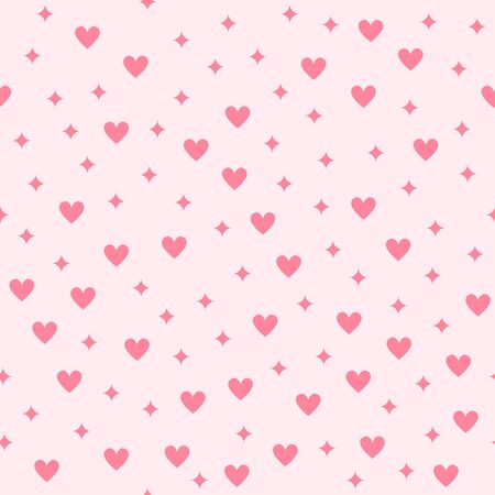 Heart pattern with diamonds. Seamless vector background - red diamonds and hearts on pink backdropのイラスト素材