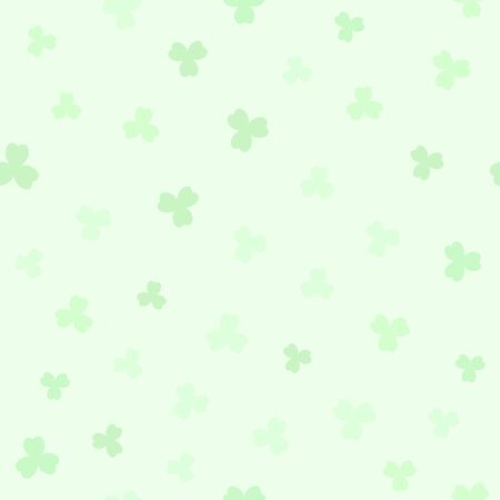 Green shamrock pattern. Seamless vector background - green trefoils on mint backdropのイラスト素材