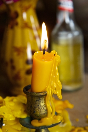 lighting candle for buddha respective の写真素材