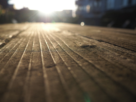 wooden floor  with natural sunlightの写真素材