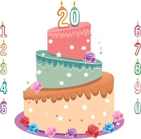 three layers of birthday cake, layer color in the file can be editのイラスト素材