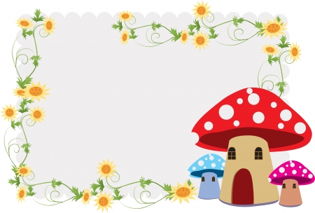 Children s album, including the beautiful flower and mushroom house のイラスト素材