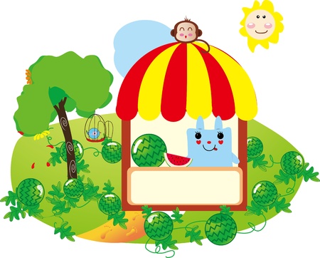 Summer, watermelon, shopsのイラスト素材