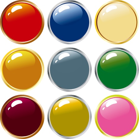 illustration of nine shiny buttons icon.のイラスト素材