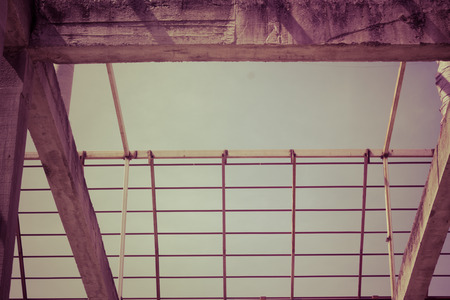 Unfinished house of brick, still under construction,abstract,Hot hues