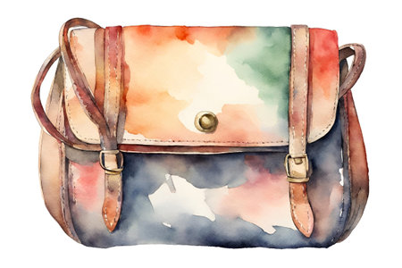 Beautiful vector image with nice watercolor hand drawn fashion woman bagの素材