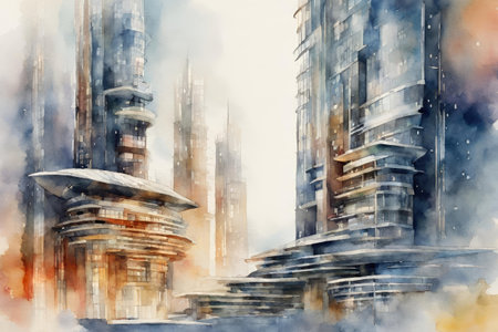 Watercolor skyscraperの素材