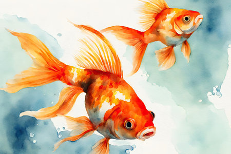 Watercolor goldfish.の素材
