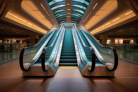 Escalators in a shopping center.の素材