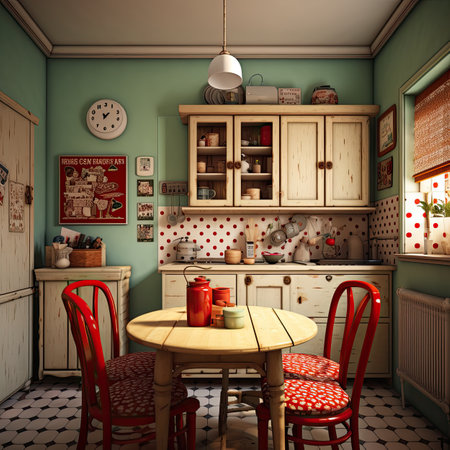 Interior of the kitchen in a retro style.の素材