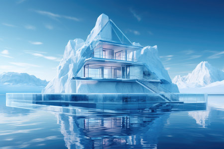 House on the ice in the Arctic.の素材
