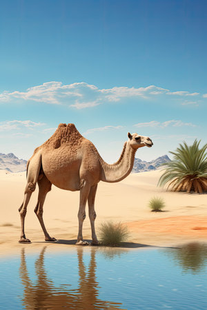 Camel in the desert.の素材