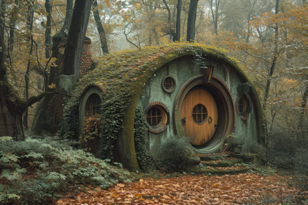 Fairy house in the autumn forest. Halloween, horror theme.の素材