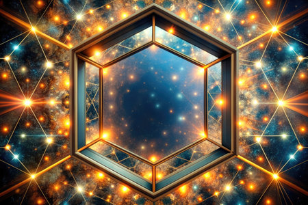 Abstract background with hexagon and space.の素材