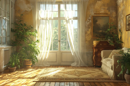 interior with large window.の素材