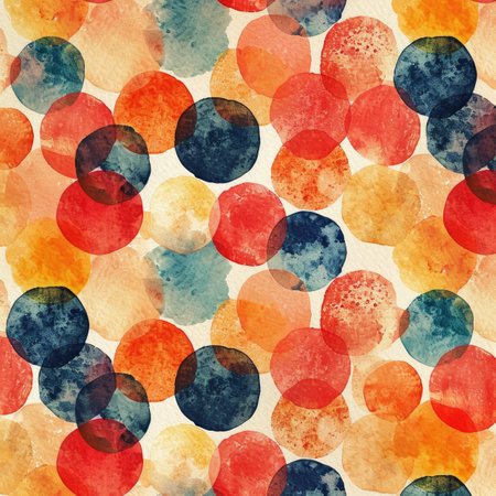 Watercolor pattern with multicolored circles.の素材