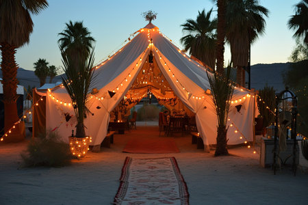 Wedding tent in the desert of Egypt in the evening.の素材