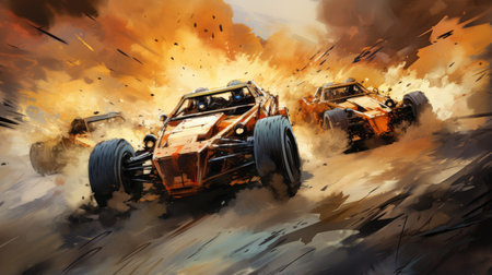 racing car on fire backgroundの素材
